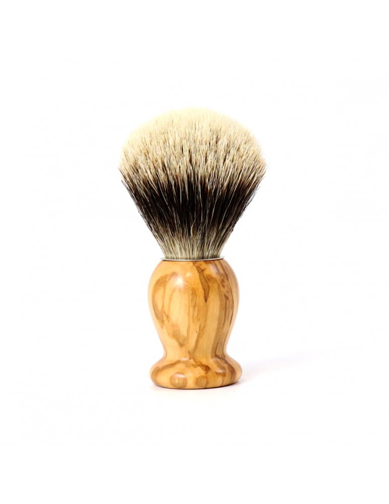 Shaving Brush / Olive Wood / White European