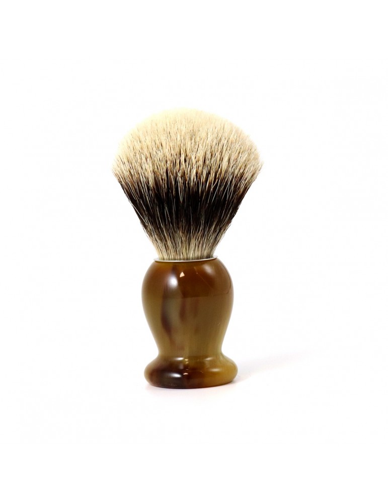 Shaving Brush / Marbled Horn / White European